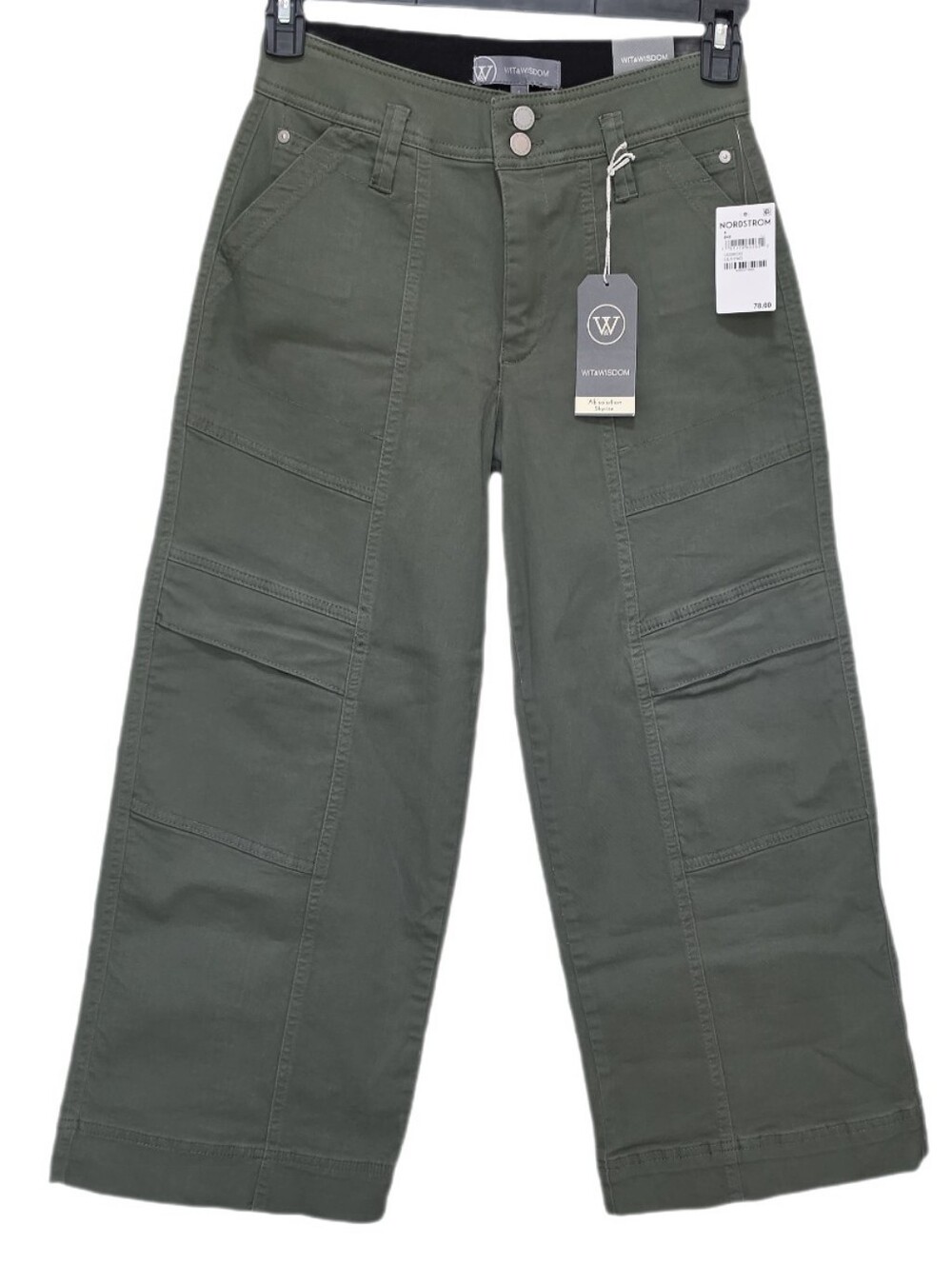 Wit & Wisdom Utility Cargo Cropped Wide Leg Pants Skyrise Ab Solution Lily Pad 4